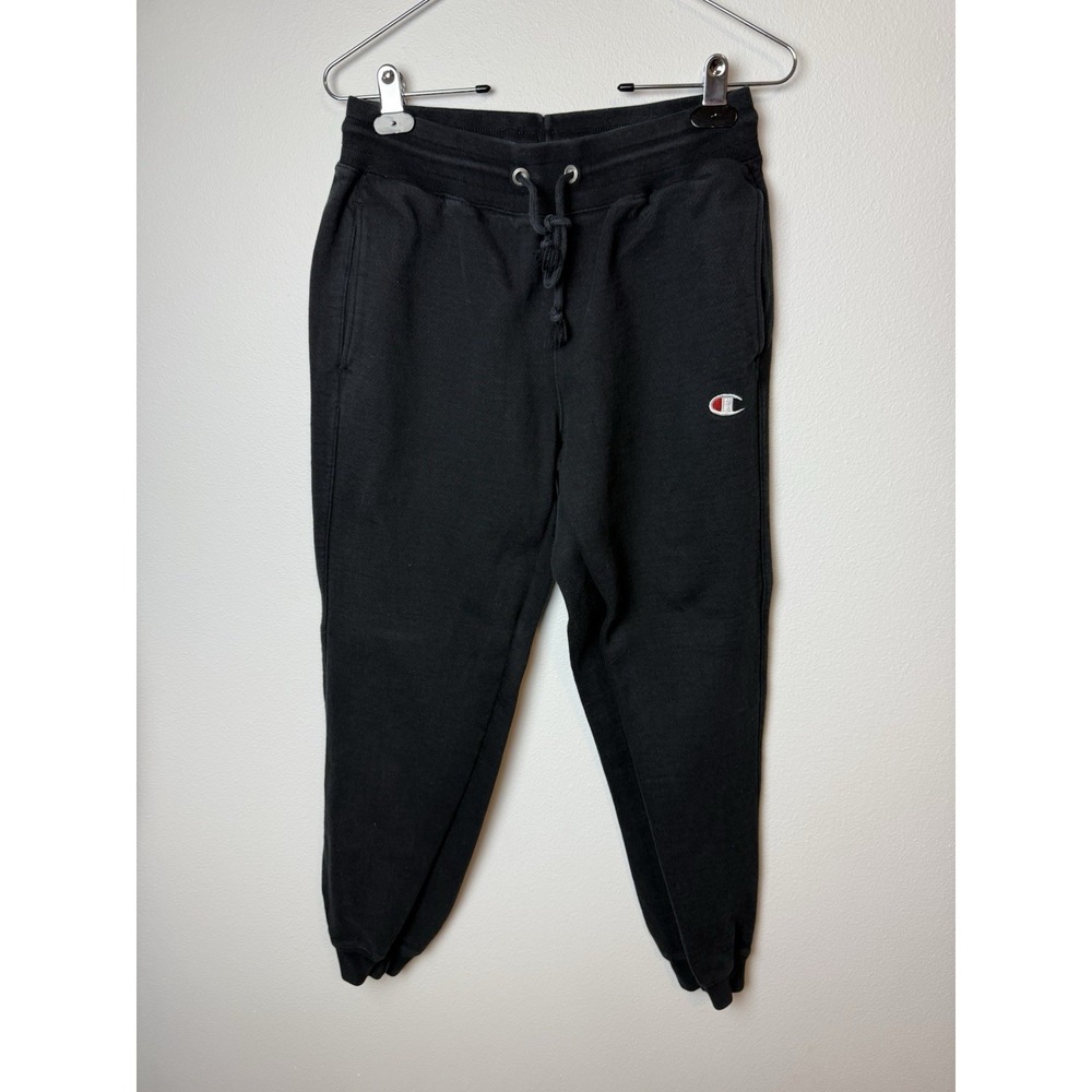 Champion Reverse Weave Sweatpants Mens Medium‎ Black Fleece Joggers Logo